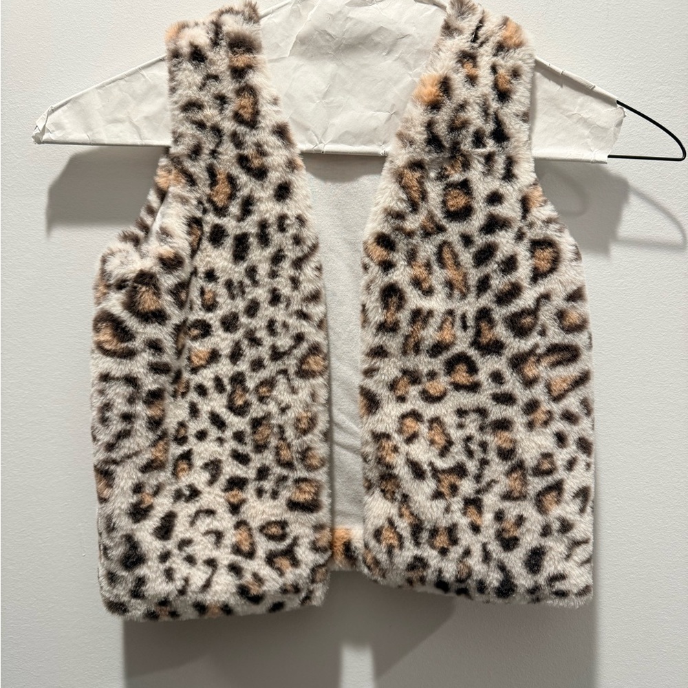 Mud Pie Kids Faux Fur Vest with Animal Print